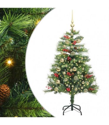 vidaXL Artificial Hinged Christmas Tree with Cones and Berries 150 cm