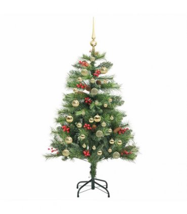 vidaXL Artificial Hinged Christmas Tree with Cones and Berries 150 cm