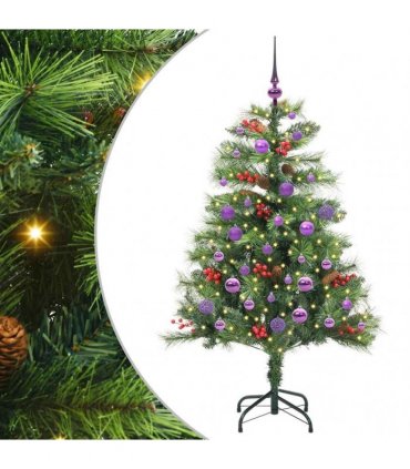 vidaXL Artificial Hinged Christmas Tree with Cones and Berries 150 cm