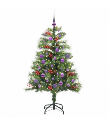 vidaXL Artificial Hinged Christmas Tree with Cones and Berries 150 cm
