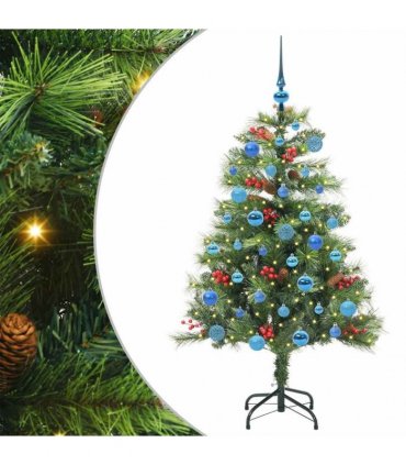 vidaXL Artificial Hinged Christmas Tree with Cones and Berries 150 cm
