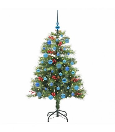 vidaXL Artificial Hinged Christmas Tree with Cones and Berries 150 cm
