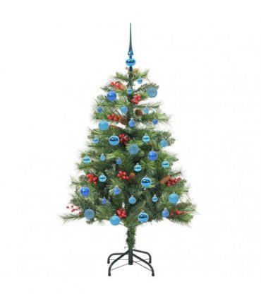 vidaXL Artificial Hinged Christmas Tree with Cones and Berries 150 cm