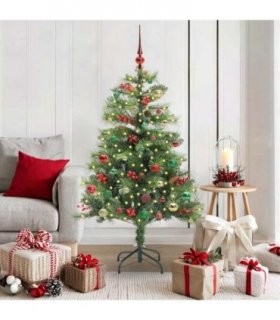 vidaXL Artificial Hinged Christmas Tree with Cones and Berries 150 cm