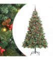 vidaXL Artificial Hinged Christmas Tree with Cones and Berries 180 cm