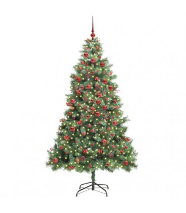 vidaXL Artificial Hinged Christmas Tree with Cones and Berries 180 cm