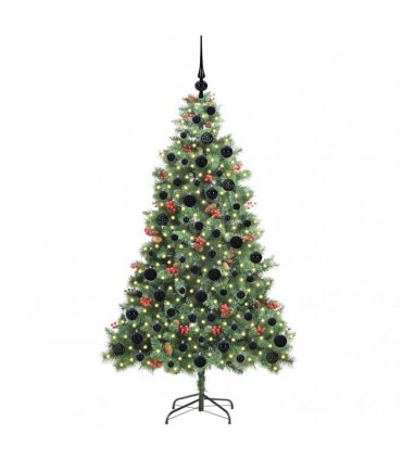 vidaXL Artificial Hinged Christmas Tree with Cones and Berries 180 cm