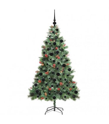 vidaXL Artificial Hinged Christmas Tree with Cones and Berries 180 cm