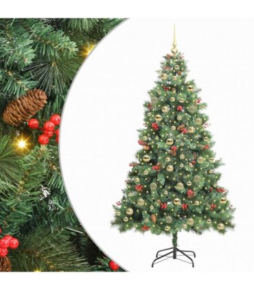 vidaXL Artificial Hinged Christmas Tree with Cones and Berries 180 cm