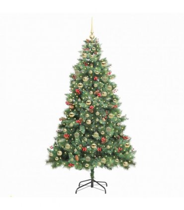 vidaXL Artificial Hinged Christmas Tree with Cones and Berries 180 cm