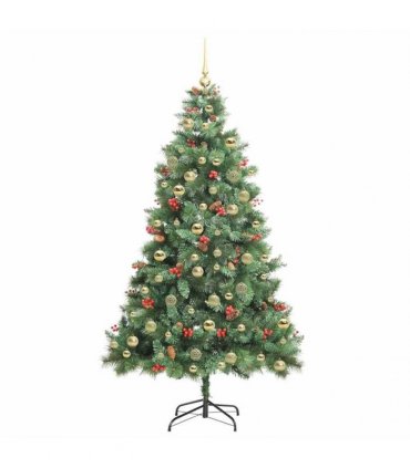 vidaXL Artificial Hinged Christmas Tree with Cones and Berries 180 cm