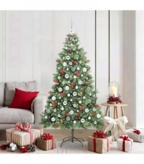 vidaXL Artificial Hinged Christmas Tree with Cones and Berries 180 cm