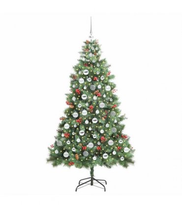 vidaXL Artificial Hinged Christmas Tree with Cones and Berries 180 cm