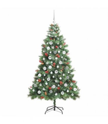 vidaXL Artificial Hinged Christmas Tree with Cones and Berries 180 cm