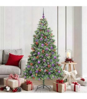 vidaXL Artificial Hinged Christmas Tree with Cones and Berries 180 cm