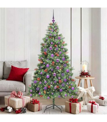 vidaXL Artificial Hinged Christmas Tree with Cones and Berries 180 cm