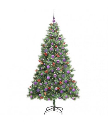 vidaXL Artificial Hinged Christmas Tree with Cones and Berries 180 cm