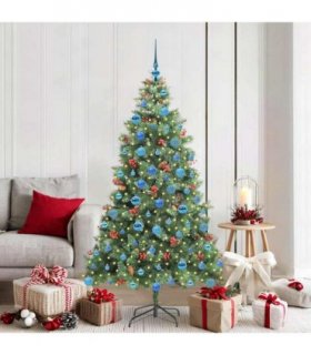 vidaXL Artificial Hinged Christmas Tree with Cones and Berries 180 cm