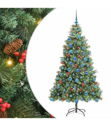 vidaXL Artificial Hinged Christmas Tree with Cones and Berries 180 cm