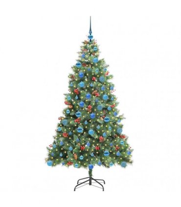 vidaXL Artificial Hinged Christmas Tree with Cones and Berries 180 cm
