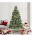 vidaXL Artificial Hinged Christmas Tree with Cones and Berries 210 cm