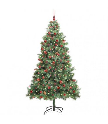vidaXL Artificial Hinged Christmas Tree with Cones and Berries 210 cm