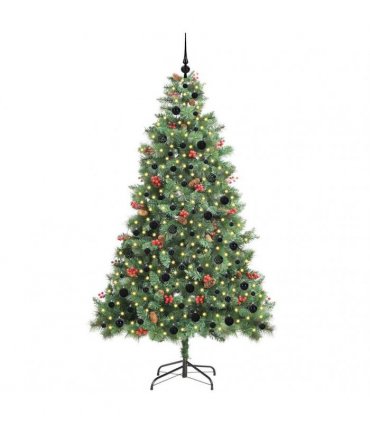 vidaXL Artificial Hinged Christmas Tree with Cones and Berries 210 cm