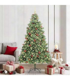 vidaXL Artificial Hinged Christmas Tree with Cones and Berries 210 cm