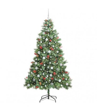 vidaXL Artificial Hinged Christmas Tree with Cones and Berries 210 cm