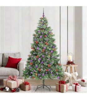 vidaXL Artificial Hinged Christmas Tree with Cones and Berries 210 cm