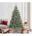 vidaXL Artificial Hinged Christmas Tree with Cones and Berries 210 cm