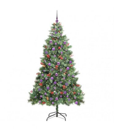 vidaXL Artificial Hinged Christmas Tree with Cones and Berries 210 cm