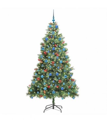 vidaXL Artificial Hinged Christmas Tree with Cones and Berries 210 cm