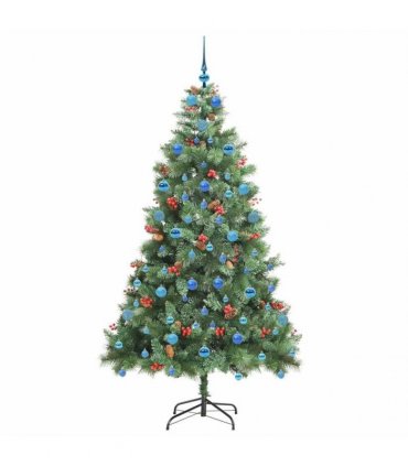 vidaXL Artificial Hinged Christmas Tree with Cones and Berries 210 cm