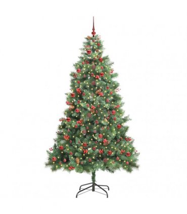 vidaXL Artificial Hinged Christmas Tree with Cones and Berries 240 cm