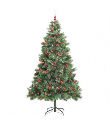 vidaXL Artificial Hinged Christmas Tree with Cones and Berries 240 cm
