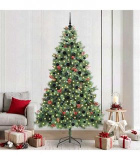 vidaXL Artificial Hinged Christmas Tree with Cones and Berries 240 cm