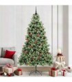 vidaXL Artificial Hinged Christmas Tree with Cones and Berries 240 cm