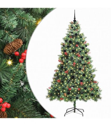 vidaXL Artificial Hinged Christmas Tree with Cones and Berries 240 cm