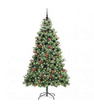 vidaXL Artificial Hinged Christmas Tree with Cones and Berries 240 cm