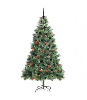 vidaXL Artificial Hinged Christmas Tree with Cones and Berries 240 cm