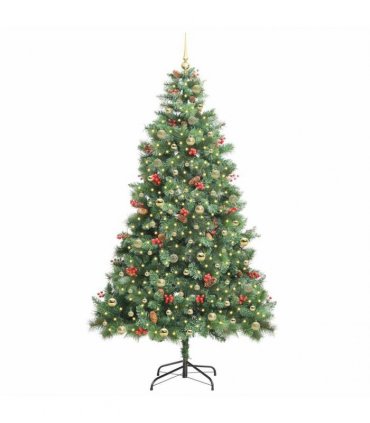 vidaXL Artificial Hinged Christmas Tree with Cones and Berries 240 cm