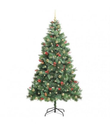 vidaXL Artificial Hinged Christmas Tree with Cones and Berries 240 cm