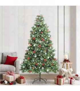 vidaXL Artificial Hinged Christmas Tree with Cones and Berries 240 cm