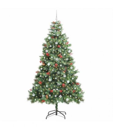 vidaXL Artificial Hinged Christmas Tree with Cones and Berries 240 cm