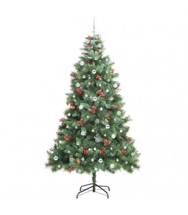 vidaXL Artificial Hinged Christmas Tree with Cones and Berries 240 cm