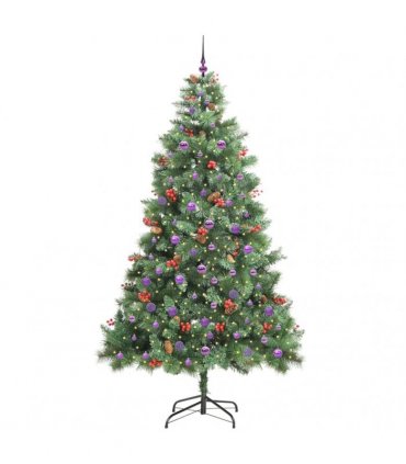 vidaXL Artificial Hinged Christmas Tree with Cones and Berries 240 cm