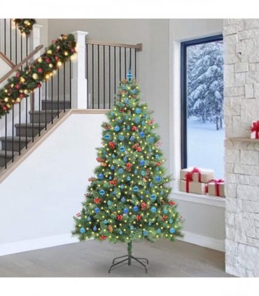 vidaXL Artificial Hinged Christmas Tree with Cones and Berries 240 cm