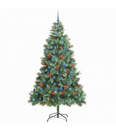 vidaXL Artificial Hinged Christmas Tree with Cones and Berries 240 cm