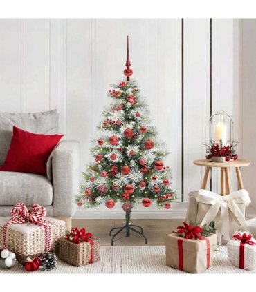 vidaXL Artificial Hinged Christmas Tree with Cones and Berries 120 cm